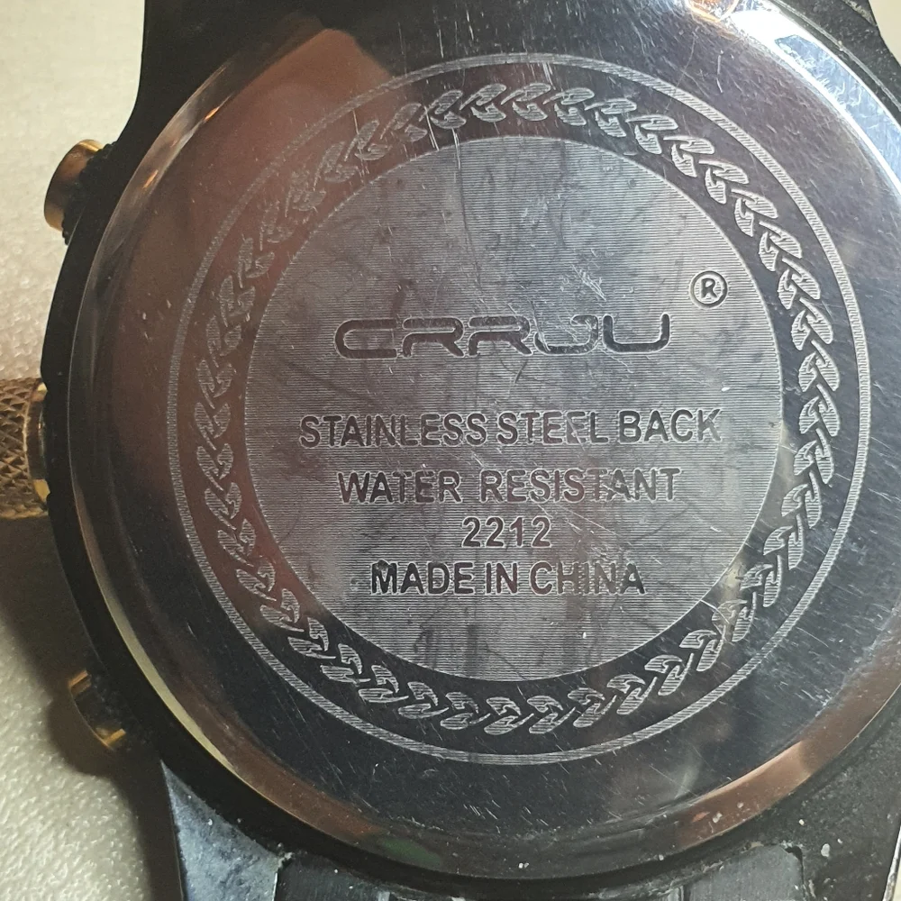 10/$20 CRRJU Black/Goldtone Stainless Steel Chronograph Men's Watch w/Date